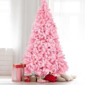 7 FT Pink Christmas Tree Xmas Artificial Holiday Home Decor w/ Metal Stand