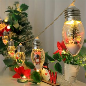 Christmas Lights Indoor 6.8Ft Christmas Snow Globe Lights 10 LED Fairy Lights With Remote Timer, Battery Powered String Lights Warm White String Lights Indoor For Bedroom Party Vintage Christmas Decor