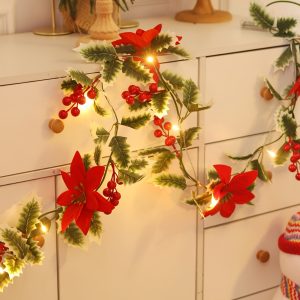 86.61inch 20led Christmas Holiday Decorative Flower Vine Lights, Festive Desktop Decoration Atmosphere Lights (Battery Not Included)